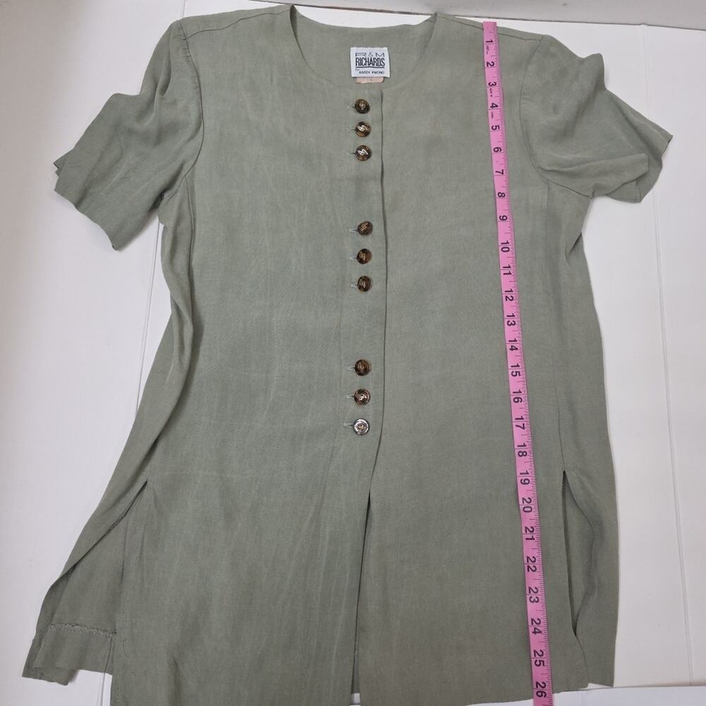 R&M Richards 2 Piece Pant Set Sage Green Button Front Top Casual Chic 8P Soft - Picture 8 of 10